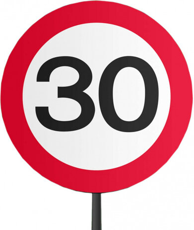 tuinbord 30 Jaar Verkeersbord 26 cm rood/wit