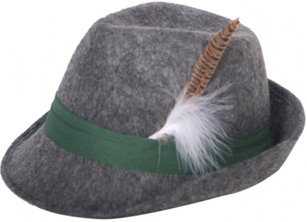 hoed Tiroler 59 cm polyester grijs one-size