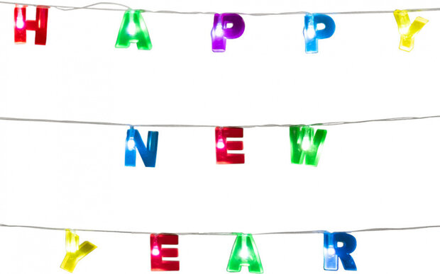 lichtsnoer Happy New Year 160 cm PVC 12 leds