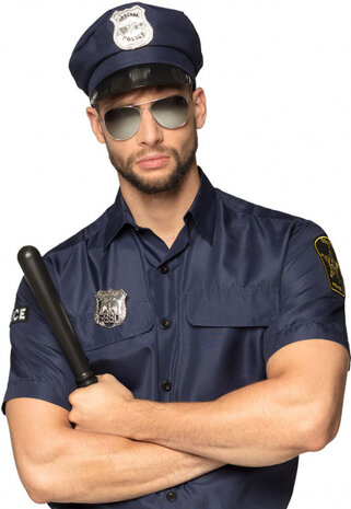 Politieset volwassen blauw/zwart 4-delig