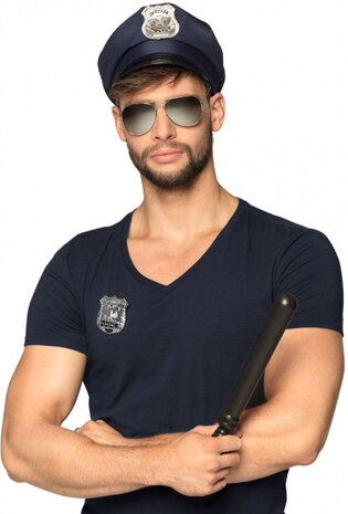 Politieset volwassen blauw/zwart 4-delig