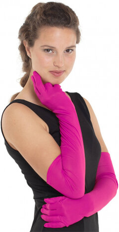 handschoenen dames 50 cm polyester roze one-size