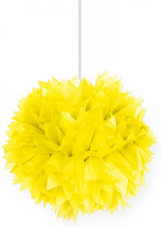 pompon 30 cm papier geel