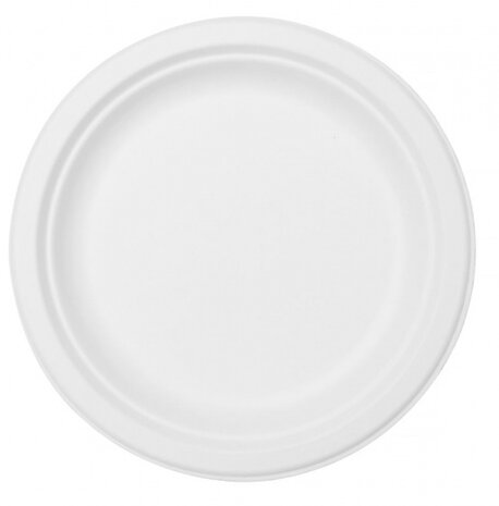 borden wegwerp Bio Bagasse 22 cm bagasse wit 10 stuks