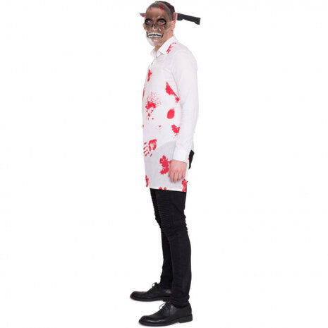 verkleedschort Slager heren polyester wit one-size