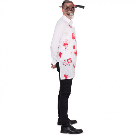 verkleedschort Slager heren polyester wit one-size