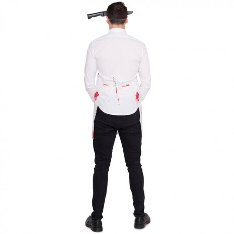 verkleedschort Slager heren polyester wit one-size
