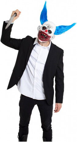 verkleedmasker Scary Clown latex blauw one-size
