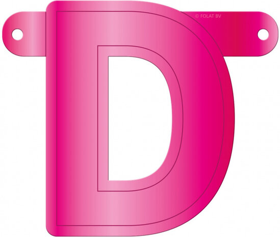 slingerletter D 12,5 x 11 cm karton roze