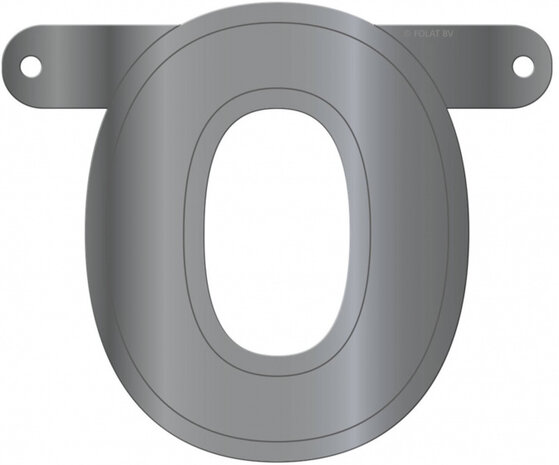 slingerletter O 12,5 x 11 cm zilver karton