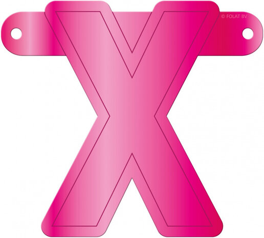 slingerletter X 12,5 x 11 cm karton roze