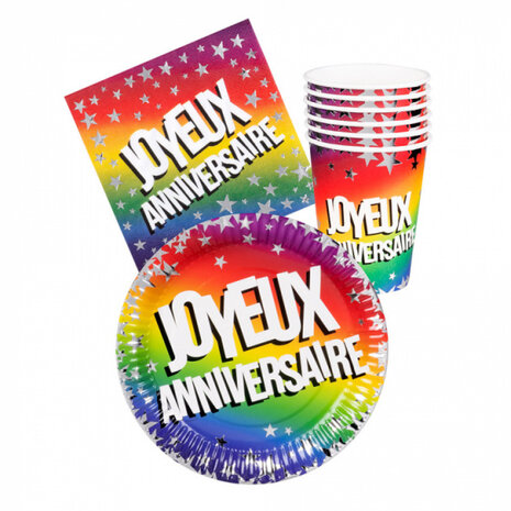 serviesset Joyeux Anniversaire papier 250 ml 24-delig