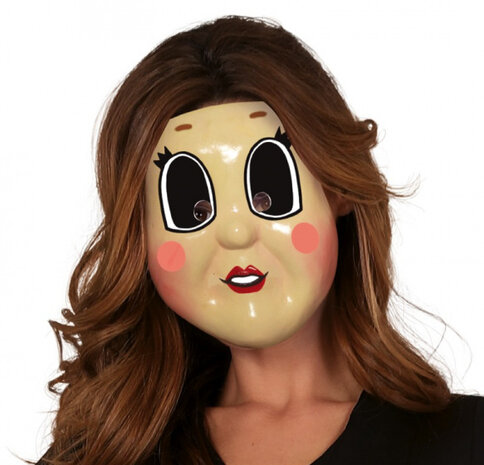 masker horrormeisje PVC geel/zwart one-size