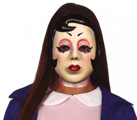 masker pin-up girl PVC beige/zwart one-size