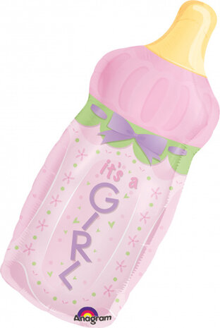 folieballon Baby Bottle Girl 79 x 33 cm roze