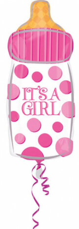 folieballon It&#039;s a Girl 25 x 58 cm wit/roze