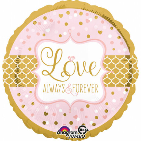 folieballon Sparkling Wedding 71 cm goud/roze