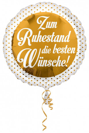 folieballon Alles Gute zum Ruhestand 43 cm wit/goud
