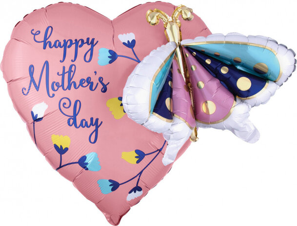 folieballon Happy Mother&#039;s Day 60 x 66 cm zalmroze