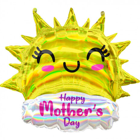 folieballon Happy Mother&#039;s Day 63 x 88 cm geel/wit