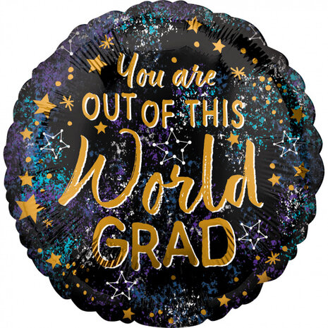 folieballon Out Of This World 45 cm zwart/goud