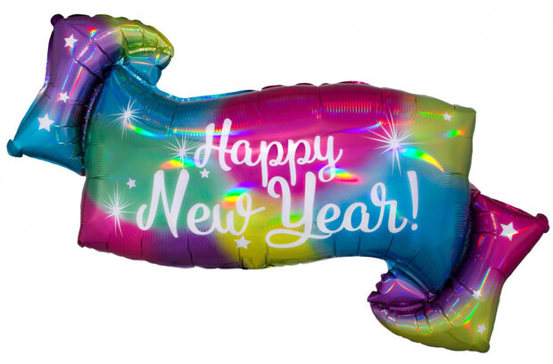 folieballon Happy New Year banner 40 cm