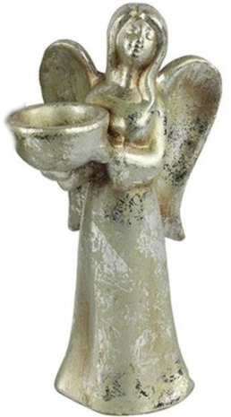 theelichthouder Engel Ashriel 12,5 cm keramiek zilver