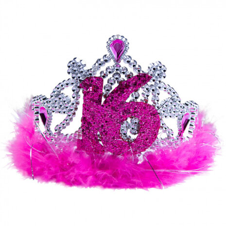 tiara Sweet Sixteen meisjes roze one-size
