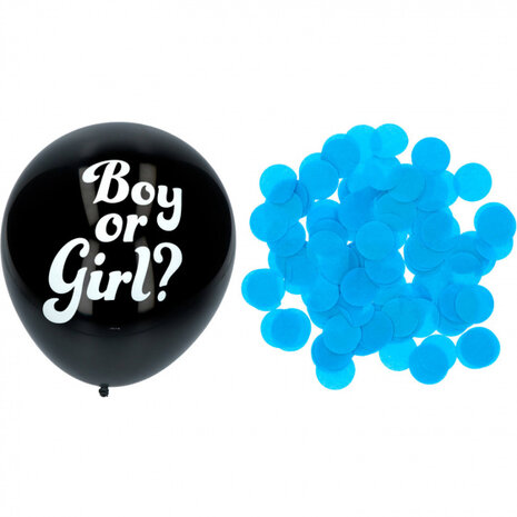 ballon Gender Reveal 41 cm latex zwart/blauw 4-delig