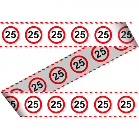 markeerlint 25 jaar verkeersbord 15 meter wit/rood