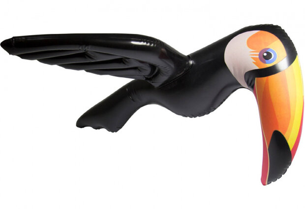opblaasdier Toekan 60 cm PVC zwart/oranje