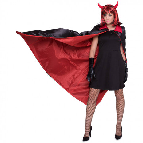 verkleedcape vampier polyester zwart/rood one-size