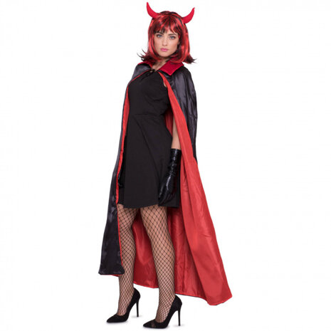 verkleedcape vampier polyester zwart/rood one-size