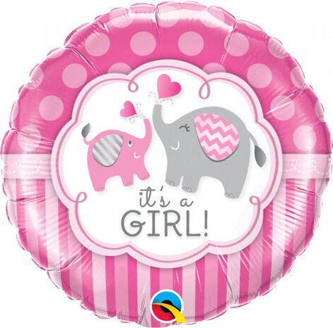 ballon Geboorte Meisje 45 cm folie roze