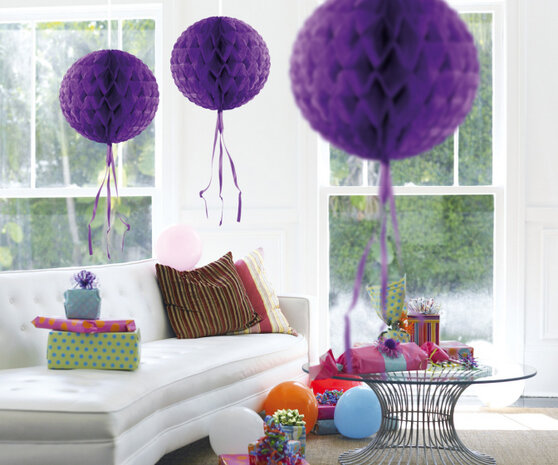 honeycomb bol 30 cm papier paars