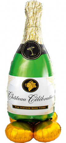 folieballon Champagnefles 127 cm groen/goud
