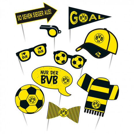 photoboothset BVB Dortmund papier geel/zwart 10-delig