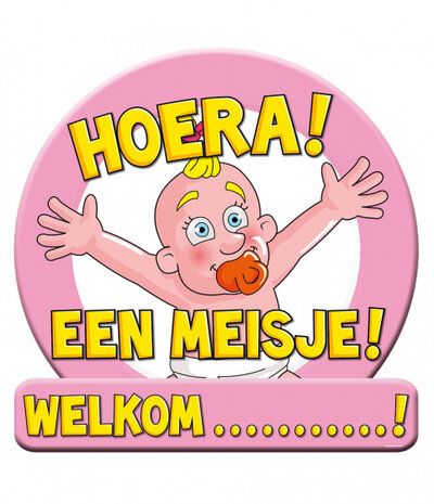 huldeschild geboorte meisje karton 50 x 50 roze