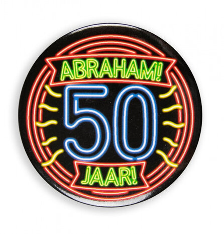 button 50 Abraham neon 5,5 cm zwart