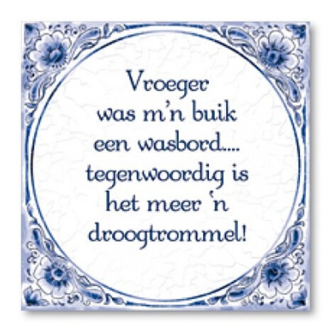 spreukentegel wasbord 15 cm keramiek blauw
