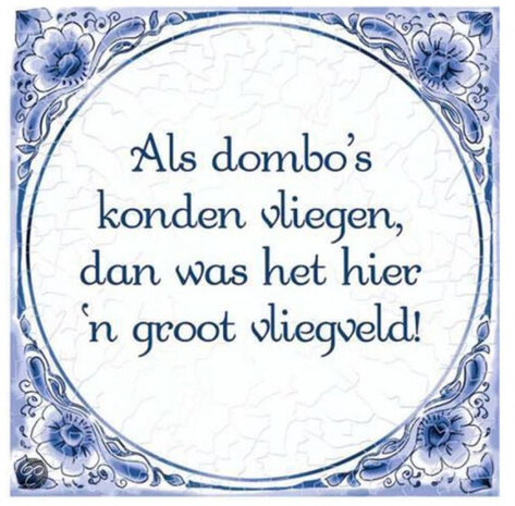 spreukentegel dombo&#039;s 15 cm keramiek blauw