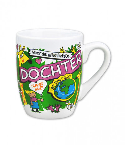 mok cartoon-stijl dochter keramiek 325ml groen/wit