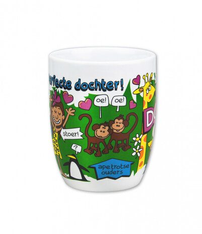mok cartoon-stijl dochter keramiek 325ml groen/wit