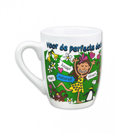 mok cartoon-stijl dochter keramiek 325ml groen/wit