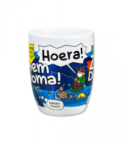 mok cartoon zwemdiploma keramiek 325ml blauw/wit