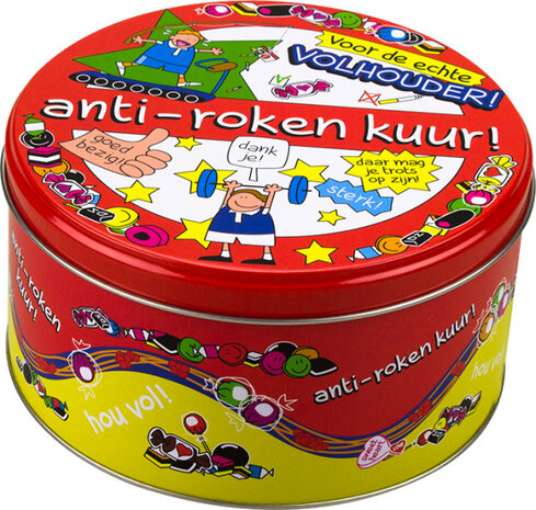 snoeptrommel anti-rokenkuur 14 x 7,5 cm ijzer rood