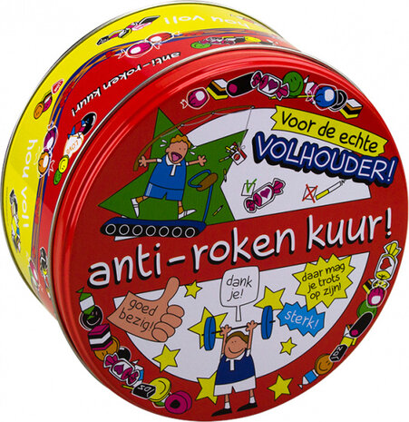 snoeptrommel anti-rokenkuur 14 x 7,5 cm ijzer rood