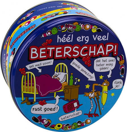 snoeptrommel beterschap 14 x 7,5 cm ijzer blauw