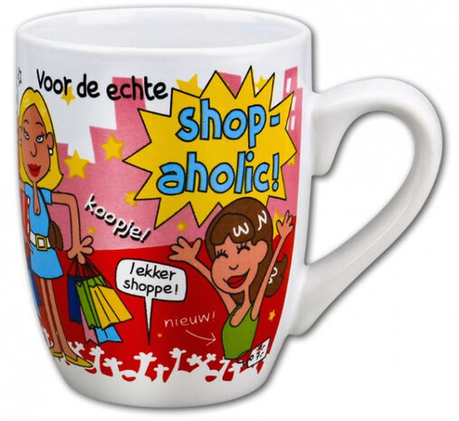 feestmok Shopaholic 325 ml keramiek wit