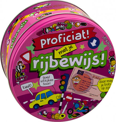 snoeptrommel geslaagd rijbewijs 14 x 7,5 cm ijzer